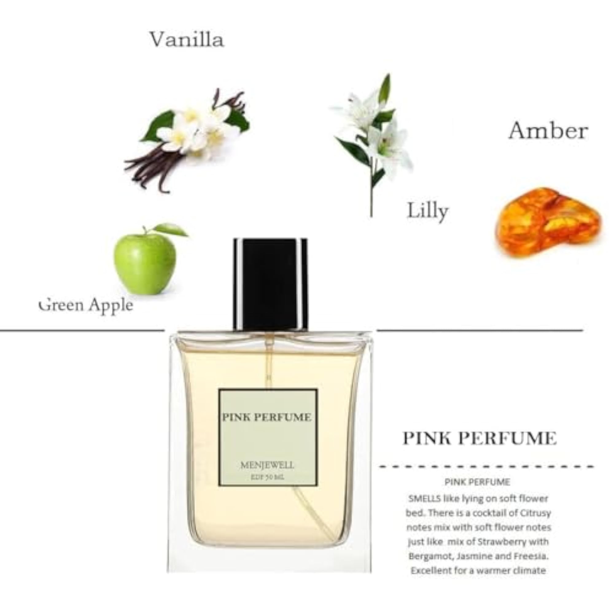 Pink Perfume Eau De Parfum for Men, Natural Long-Lasting Fragrance